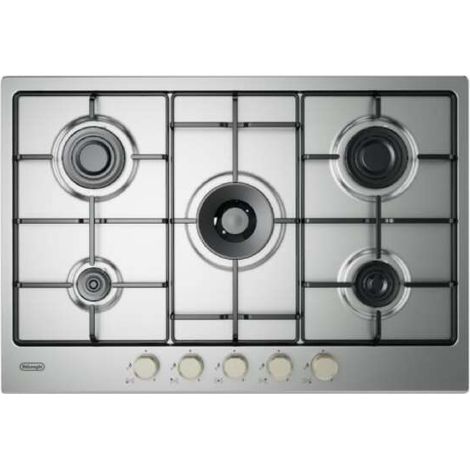 De longhi piano cottura a gas ylg 75 f 5 fuochi 75 cm acciaio inox griglie smaltate