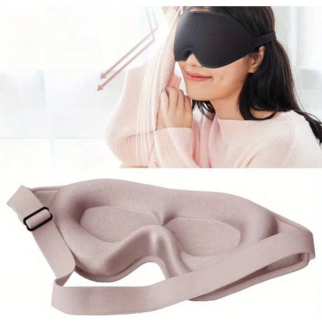 Masque pour les Yeux Rose 2 Pièces Ultra-Doux 3D, Cache-Œil 100% Occultant, Aide au Sommeil, pour Voyage et Sieste, avec Bouchons d'Oreilles, Cadeau Halloween et Noël (1/2)