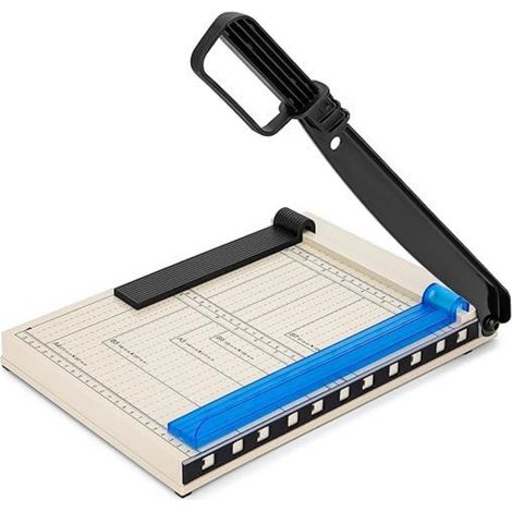 Cortapapeles A4 - Cortador Manual de Pilas - Corte Preciso con Mango Ergonómico y Protección de Seguridad - Para Papel Cartulina Fotografías y Tarjetas - Plástico - 47x26,5x5,5 cm (1/5)