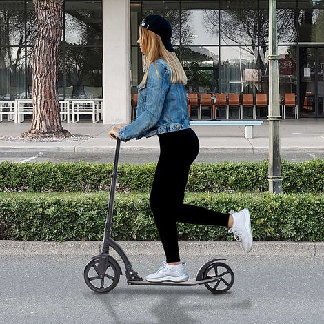 Trottinette pliable adulte Noir dès 14 ans hauteur guidon réglable alu 92,5x37,5x82-97 cm