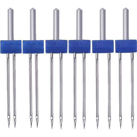 6 Pièces Sewing Machine Stretch Twin Needle, Aiguilles Doubles, Aiguille Jersey Machine à Coudre, pour Machine à Coudre Domestique (1/5)