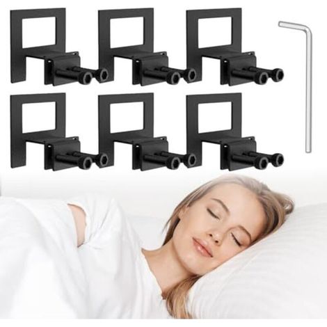 6 Pièces Arret Matelas, Antidérapant Cale Matelas, Réglables Joints de Matelas en Métal, avec 1 Clé, Installation Facile, pour Cadre de Lit Antidérapant (1/5)