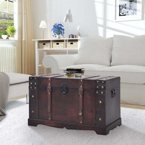 vidaXL Baúl vintage de madera 66x38x40 cm (1/5)