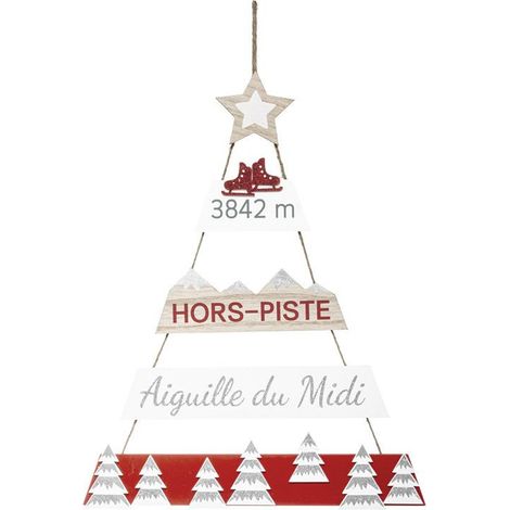 Pancarte Murale "Étoile" 70cm Rouge & Blanc