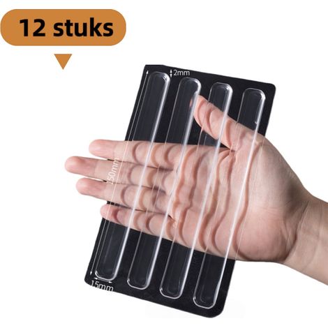 Lot de 12 autocollants anti collision en silicone pour poignées de porte silencieux et transparents pour portes de réfrigérateur placards et murs 150 x 15 x 2 mm (1/5)