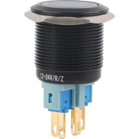 Interrupteur à Poussoir Verrouillable 22mm Etanche 12V-24V avec LED Bleue (1/5)