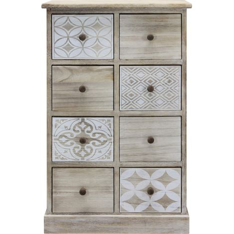 Rebecca Mobili Cassettiera 8 Cassetti Legno Beige Bianco Ingresso 80,5x53,5x25 (1/5)