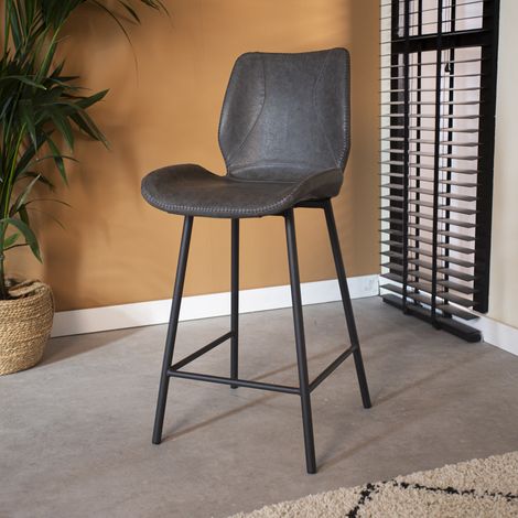 Beau Industrial Barhocker Anthrazitfarbenes Kunstleder – 62 cm (1/5)