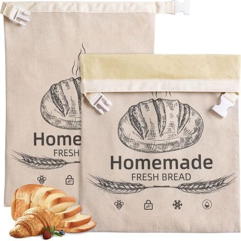 Lot de 2 sacs à pain en cire d'abeille, adaptés au levain et au pain au levain maison, pour la conservation des aliments, la congélation et la conservation.