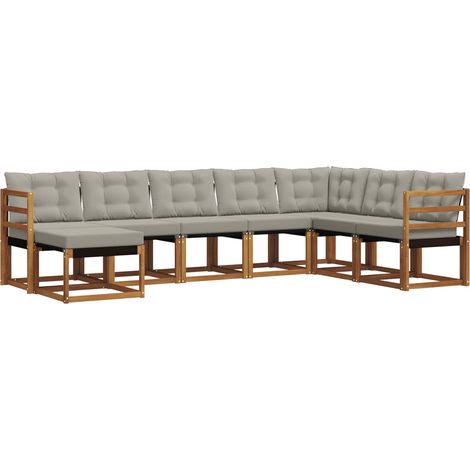 Conjunto de sofás de exterior 8 uds. Gris Natural y Claro vidaXL (1/5)
