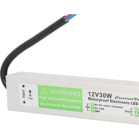 Alimentation à découpage étanche ultra-mince 30 W filaire, alimentation étanche pour pilote de LED. Tension d'entrée : AC 90-250 V, DC 12 V. (1/5)