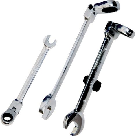 Trade Shop - CHROM-VANADIUM-RATSCHE-MAULSCHLÜSSEL MIT GELENKKOPF GRÖSSE MM - -10 mm - (1/4)