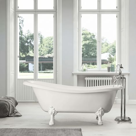 Bañera de Hierro LIVINGSTON blanca 170 cm Patas BLANCAS (1/5)