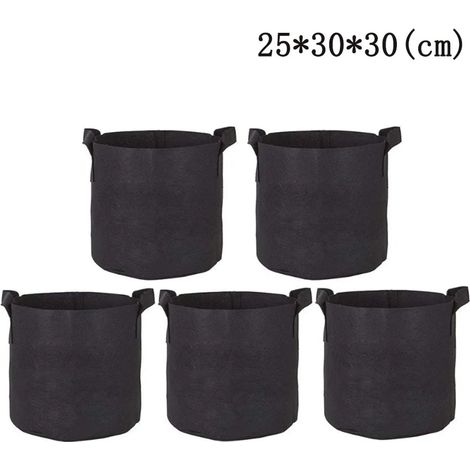5 bolsas de cultivo de patatas, bolsa de hortalizas de jardín de tela negra no tejida con asa (1/5)