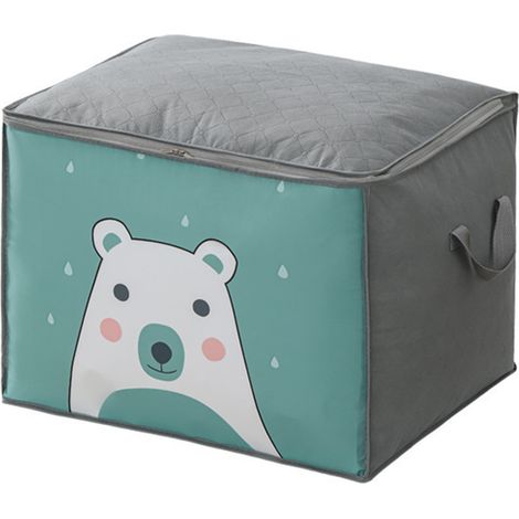 Housse de rangement couette Motif ours en tissu non tissé avec double fermeture éclair 53x43x38cm (1/5)