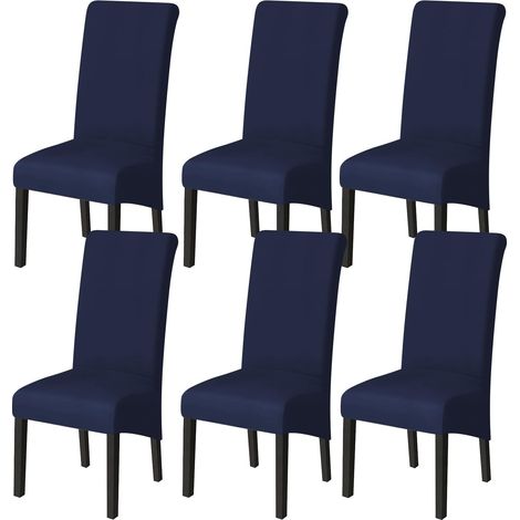 6er-Set Stuhlhussen für Esszimmerstühle (Marineblau), Stretch-Stuhlhussen, universelle große Stuhlhussen, waschbar, leicht zu reinigen, für Esszimmer-Wohnzimmer-Dekor