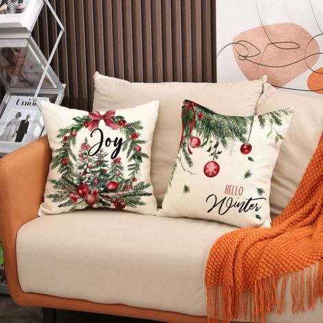 Housse Coussin Noel 45x45 Lot de 4 Housse Coussin,Imprimé floral de Nol,Décoratif Taie d'oreiller pour Decoration Noel (1/4)