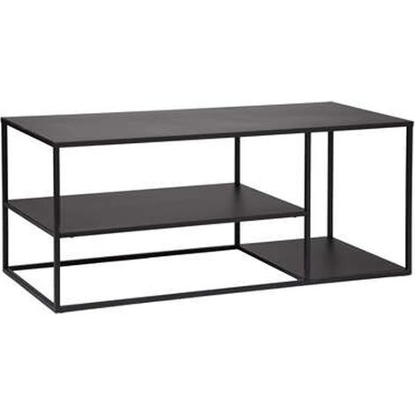 Meuble TV en acier coloris noir - Longueur 120 x Profondeur 50 x Hauteur 50 cm (1/3)