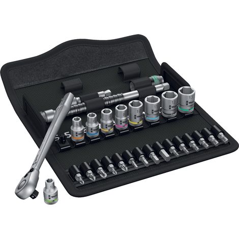 Wera 8100 SA 7 Zyklop Metal-Knarrensatz Durchsteckvierkant 1/4" metrisch 28-tlg.