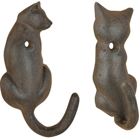 Patère queue d'animal en fonte (Lot de 2) Chat (1/6)
