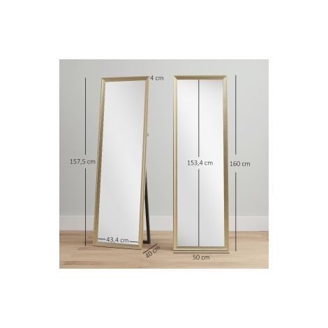 Miroir pleine longueur, plaçable librement, 160 x 50 cm, ton doré (1/5)