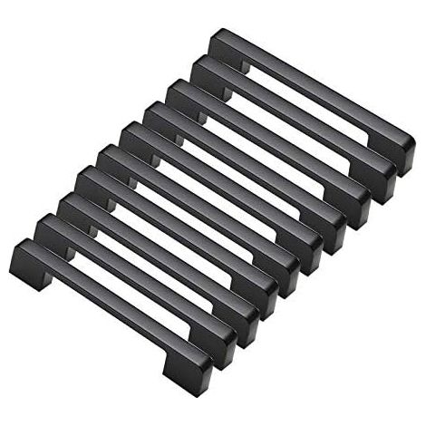 poignées porte en T Bar Bâton Cuisine Armoire Entraxe Trous 10pcs 160mm Alliage De Zinc Noir (1/5)