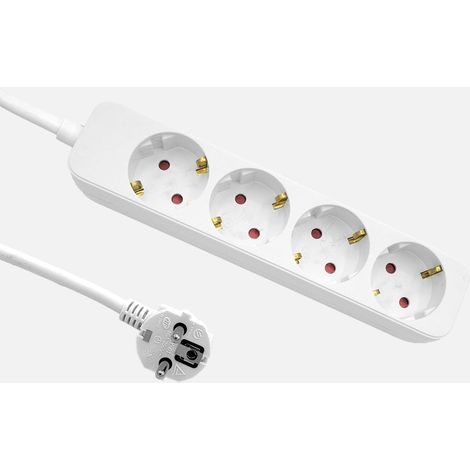 Alargadera Florey Cable 3m 3G×1,5 mm², 4 enchufes Blanco 4x4x22cm (1/2)