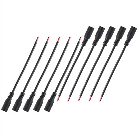 10 Stück 12V DC Netzstecker (Buchse) mit Kabel (5,5 x 2,1 mm) und 15 cm langem Anschlusskabel für LED-Streifen in Überwachungskameras (1/5)