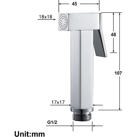 ALLIANDISPulvérisateur de Bidet à Main, Carré Douchette WC en Laiton Douchette à Main Bidet Montage Mural pour Le Nettoyage de la Salle de Bain,Chrome (1/3)