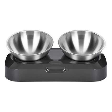 Gamelle surélevée pour chat en acier inoxydable, double bol (1/5)