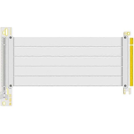 PCI-E 4.0 x16 Riser-Kabel für Grafikkarten, 20 cm geschirmtes und flexibles Verlängerungskabel mit 90° Montagewinkel, weiß. (1/5)
