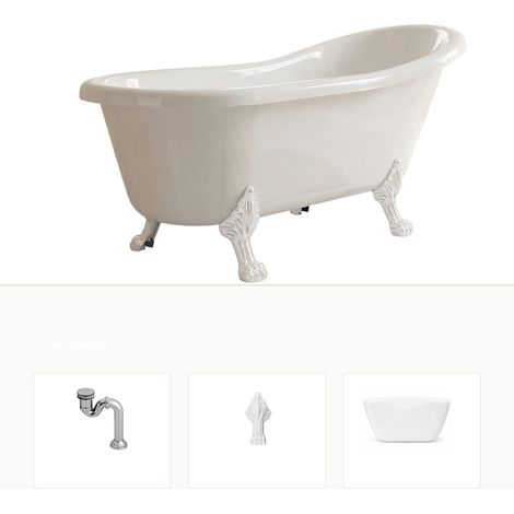 Baignoire îlot LEONA 160x75 pieds blanc RT (1/5)