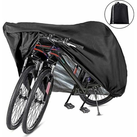 Housse de vélo pour 2 ou 3 vélos, imperméable à l'eau, tissu Oxford, anti pluie, soleil, UV, poussière, coupe-vent pour le rangement en plein air, housses de vélo pour VTT, route, vélo électrique (1/5)