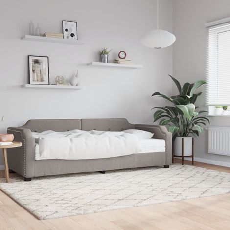 Lit Adulte,Lit simple,Lit de jour avec matelas taupe 80x200 cm tissu CIV911039 (1/5)