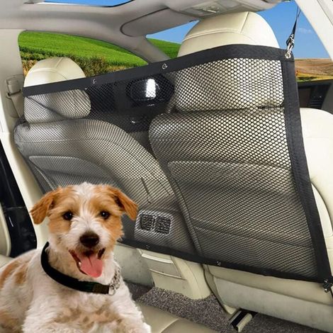 UlisemDog Auto-Absperrnetz, Haustier-Autonetz, Barriere für den Rücksitz mit verstellbarem Seil und Haken für die meisten Autos, 115 cm x 62 cm (1/4)