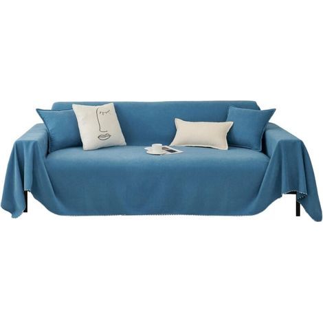 Stretchable Sofa Cover, Sofa Towel, Universal Four Seasons Woven Sofa Protector for Pets and Children, 180 x 130 cm - Blue (1/5)