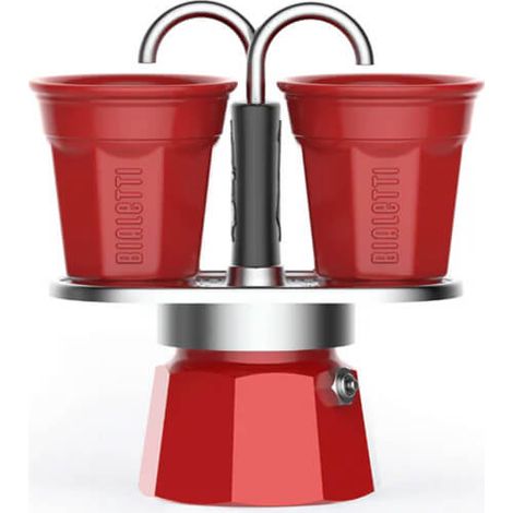 Bialetti Mini Express Double Serve Coffee Maker (2 Cups & 2 Cup Coffee Maker) - Red