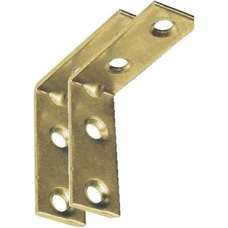 4 PEZZI - SQUADRETTA AD ANGOLO PER MOBILI 70x70MM - IN ACCIAIO OTTONATO