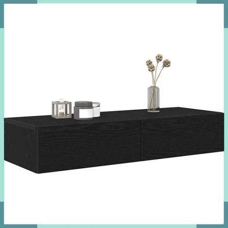 859987 étagère murale avec tiroirs noir 100x36x19 cm bois d'ingénierie (1/5)