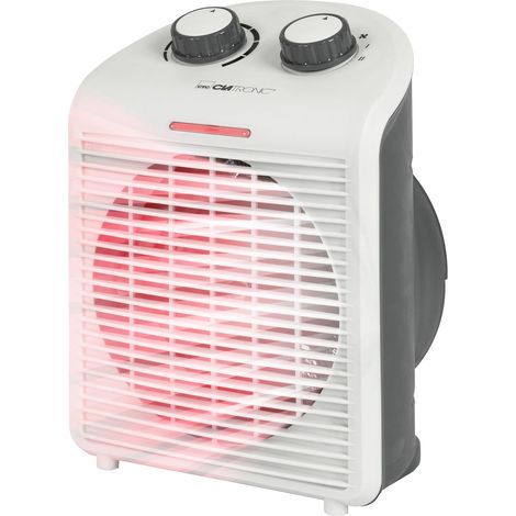 Clatronic HL 3761 - Termoventilatore portatile e compatto, 2 livelli di riscaldamento (1000/2000 W), modalità freddo (ventilatore), manico stabile, colore: Bianco (1/5)