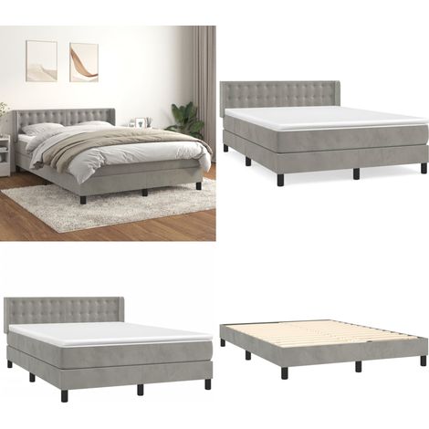 Boxspringbett mit Matratze Hellgrau 140x200 cm Samt - Samtbett - Boxspringbett - Doppelbett - Bettenrahmen - Hochwertiges Bett - Home & Living (1/5)