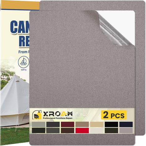 Tissu Autocollant Reparation Gris, 21x30cm Patch Autocollant Textile Imperméable en Toile, Extérieur Patch Réparation Tissu pour Canapés, Siège Auto, Tentes, Bâche, Auvents, Parasol (1/5)