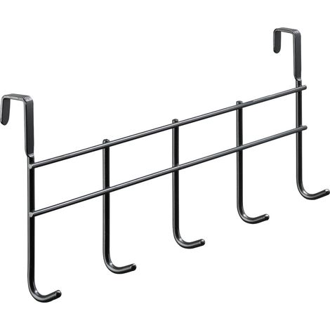 Hettich Türhängegarderobe Stahl 375 x 165 mm mit 5 Haken schwarz Aufbewahrungshaken