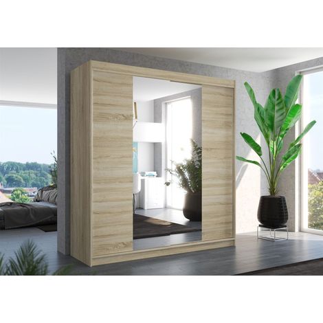 Schiebetürenschrank Schrank Nr.410 in Sonoma matt- Spiegel 200x215x58 cm (1/3)