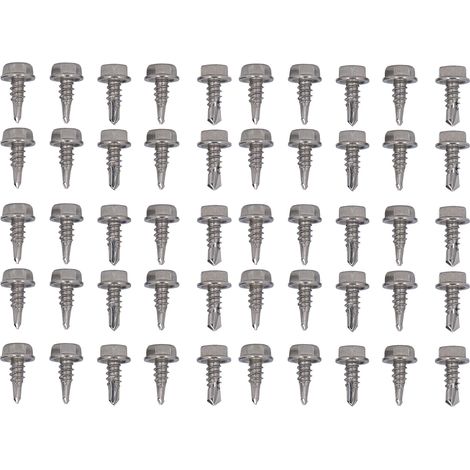 Lot de 50 vis autotaraudeuses inox 4,8x13mm, rondelle hexagonale, kit d’accessoires de fixation (1/5)