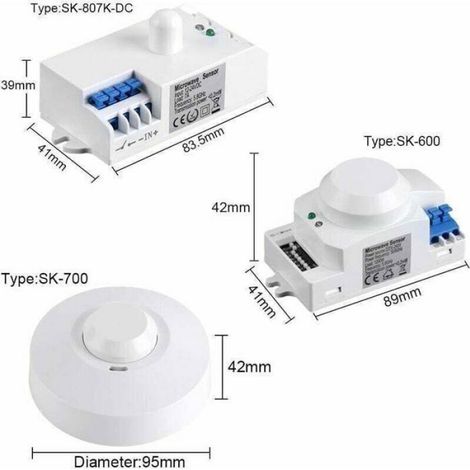 Interrupteur Détecteur De Mouvement - Radar Micro-ondes 5,8 GHz - Angle 360° - 220-240 V - Pour Éclairage Intérieur - 1 Pièce (1/4)