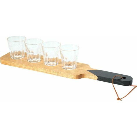 Set Schnapsgläser mit Holztablett