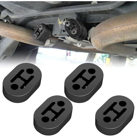 4Pcs Silent Bloc Echappement, Support D'Échappement en Caoutchouc Noir à 2 Trous,12mm,Cintre d'échappement,Convient à Tous Les Véhicules (1/5)