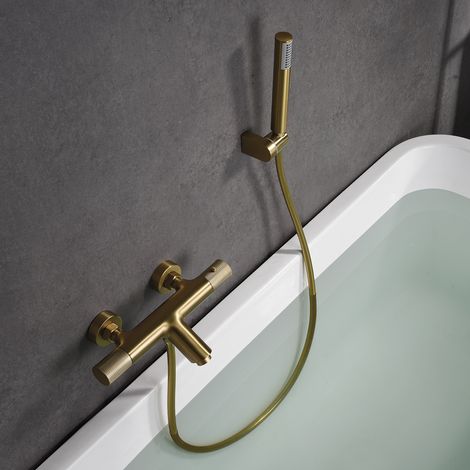 Imex -  Grifo Ducha y Bañera Termostatico Oro Serie Line
