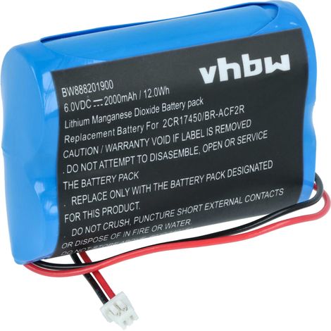 vhbw 1x Batterie kompatibel mit Panasonic BR-ACF2R PLC Programmable Logic Controller (2000 mAh, 6 V, Li-MnO2)